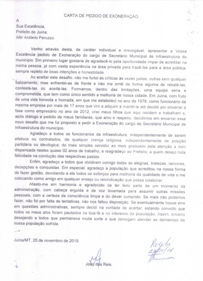 Carta de exonerao