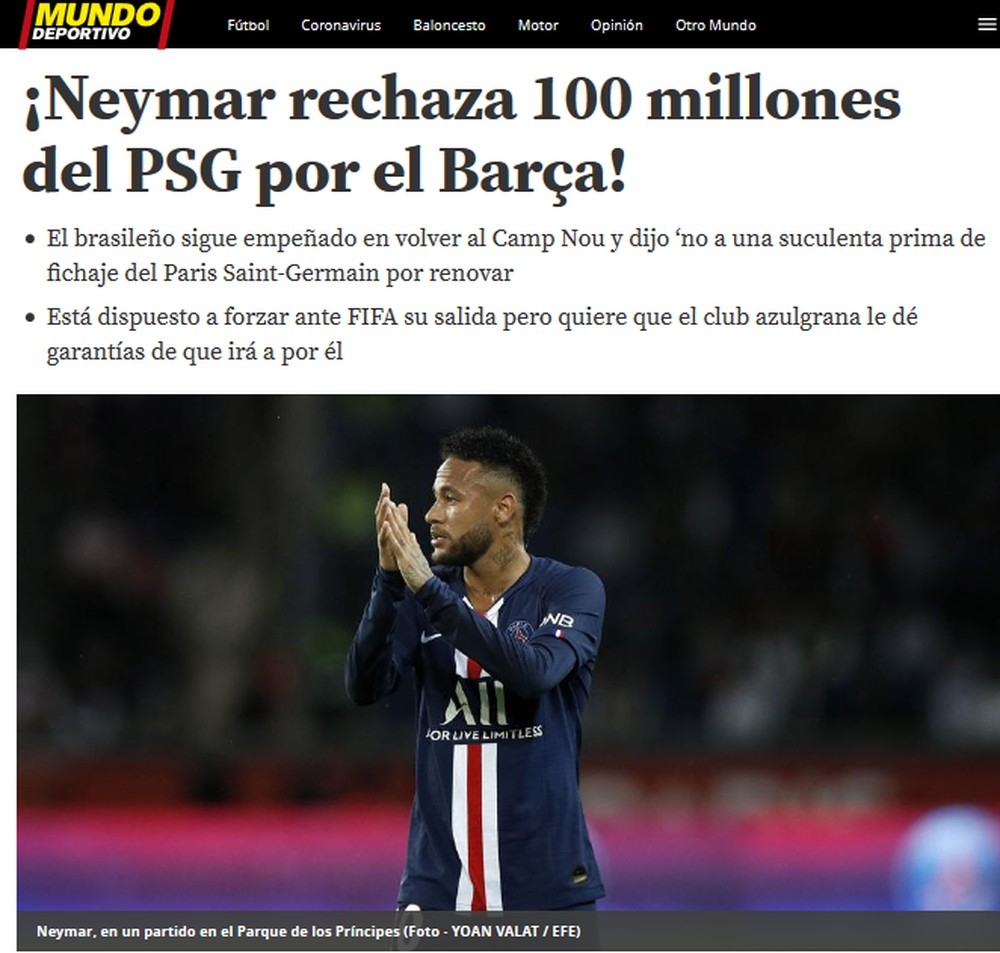Neymar recusou R$ 600 milhões do PSG por oferta de renovação